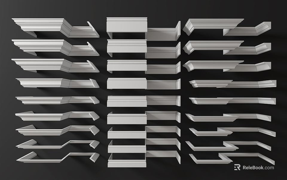 Various Styles White Decorative Corner Trim for Interior Home Decoration and Renovation 3d model 