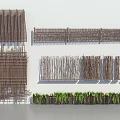 Different Types of Rustic Wooden Garden Fence with Natural Bamboo and Green Plants Design