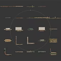 Diverse Textured Scene Components With Brick Wood And Colored Wall Elements