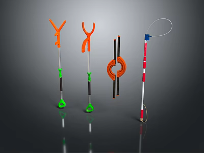 Multi Colored Shaped Tools Featuring Orange Green Black Red And White Parts 3d model