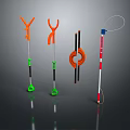Multi Colored Shaped Tools Featuring Orange Green Black Red And White Parts 3d model