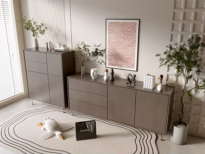 Modern Wood Grain Cabinet Simple Style Cabinet Whole Cabinet Sideboard Balcony Cabinet Storage Cabinet Entrance Cabinet 3d model
