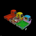 Vibrant Three Wheel Motorcycles With Purple Yellow Red Bodies And Floral Graphic Designs