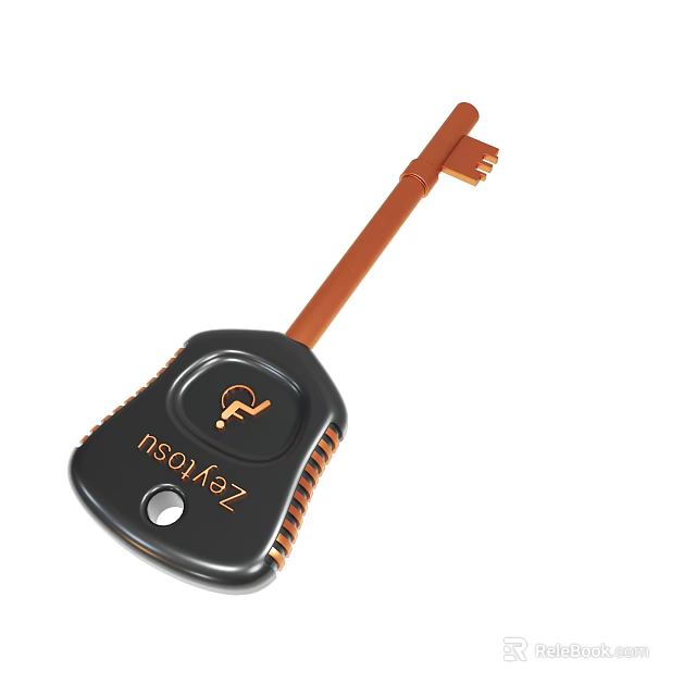 Black And Brown Electronic Key With ZER103N Logo And Button Design 3d model 