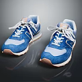 Blue And White Casual Sneakers With Brown Soles And White Lace Up Design