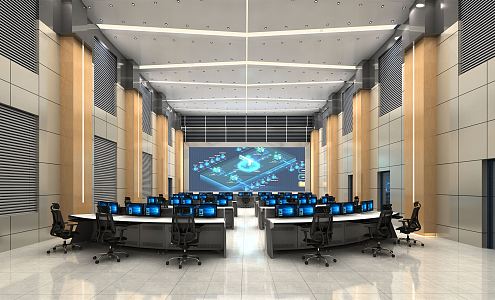 Modern Monitoring Room Command Center Interior 3d model