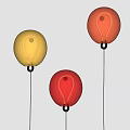 Decorative Round Wall Lamps with Yellow and Red Light Bulb Shaped Design and Black Cords