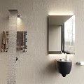 Modern Toilet Design In Contemporary Bathroom With Wall Mounted Basin And Illuminated Mirror
