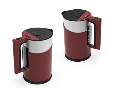 Red Electric Kettles With Modern Design For Daily Household Appliances 3d model
