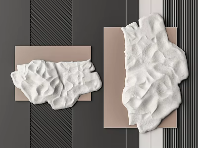 White Textured Modern Wall Decor With Beige And Dark Panel Backdrop 3d model