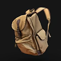 Brown Canvas Backpack With Leather Details Multiple Pockets And Practical Design