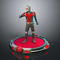 Ant Man Character And Ant Creature Standing On Red Silver Circular Platform 3d model