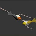Two Colorful Origami Birds With Orange And Yellow Heads Standing On Branch