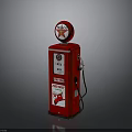 Vintage Red Texaco Gas Pump With Circular Star Sign And Fire Chief Label
