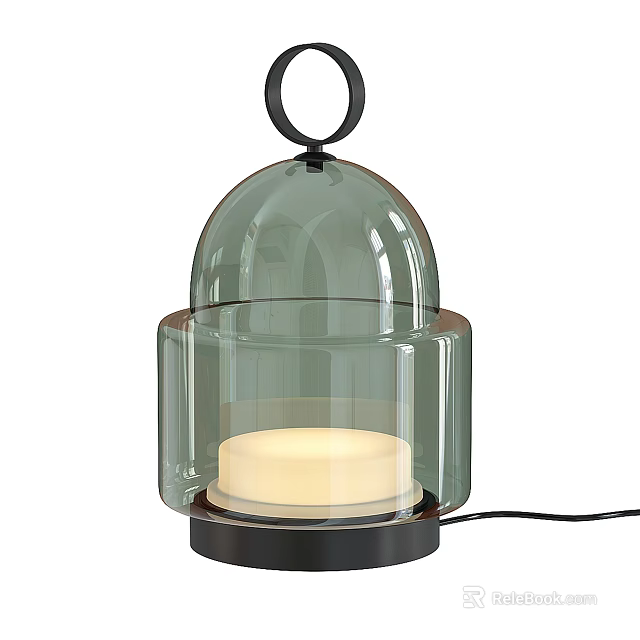 Contemporary Outdoor Light With Transparent Glass Dome And Stable Base Emitting Warm Glow 3d model 