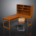 Kids Wooden L Shaped Desk With Bookshelf And Comfortable Chair Setup