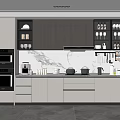 Modern Kitchen Interior with Gray White Cabinets Marble Countertop And Built-in Appliances
