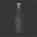 Glass Beverage Bottle With Dark Liquid White Cap And Patterned Body On Black Background