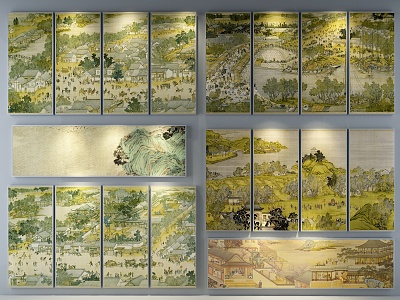 New Chinese Landscape Painting Decorative Painting 3d model