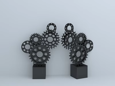 Hardware Tools Featuring Black Metal Gears Mounted on Solid Base Stands Industrial Mechanical Design Elements 3d model