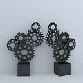 Hardware Tools Featuring Black Metal Gears Mounted on Solid Base Stands Industrial Mechanical Design Elements 3d model