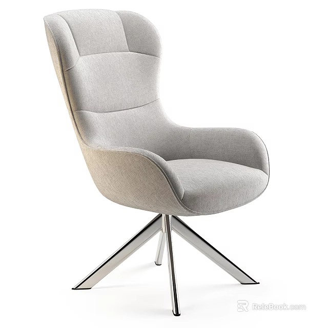 Modern Office Chair With High Back Fabric Upholstery And Metal Star Base 3d model 