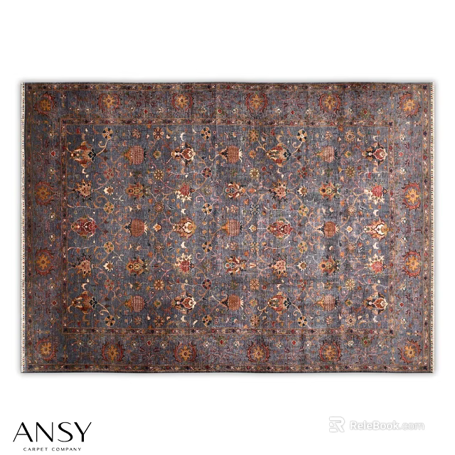 Traditional Square Rug With Intricate Ornate Patterns And Vibrant Colors 3d model 