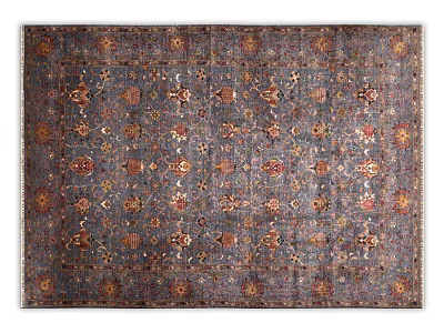 Traditional Square Rug With Intricate Ornate Patterns And Vibrant Colors 3d model
