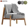Gray Accent Chair With Wooden Legs Soft Upholstery Cozy Throw Blanket And Color Options