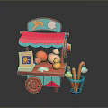 Colorful Ice Cream Cart With Pink Canopy Ice Cream Logo Orange Scoops And Cones