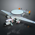 Propeller Driven Aircraft With Circular Radar Dome Yellow Black Striped Tail And Wing Insignia