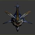 Mythical Blue Shark Game Movie Character With Wing like Fins And Colorful Stripes