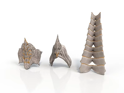 Three Different Biological Organ Models With Hairy Textured And Layered Surfaces 3d model