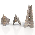 Three Different Biological Organ Models With Hairy Textured And Layered Surfaces