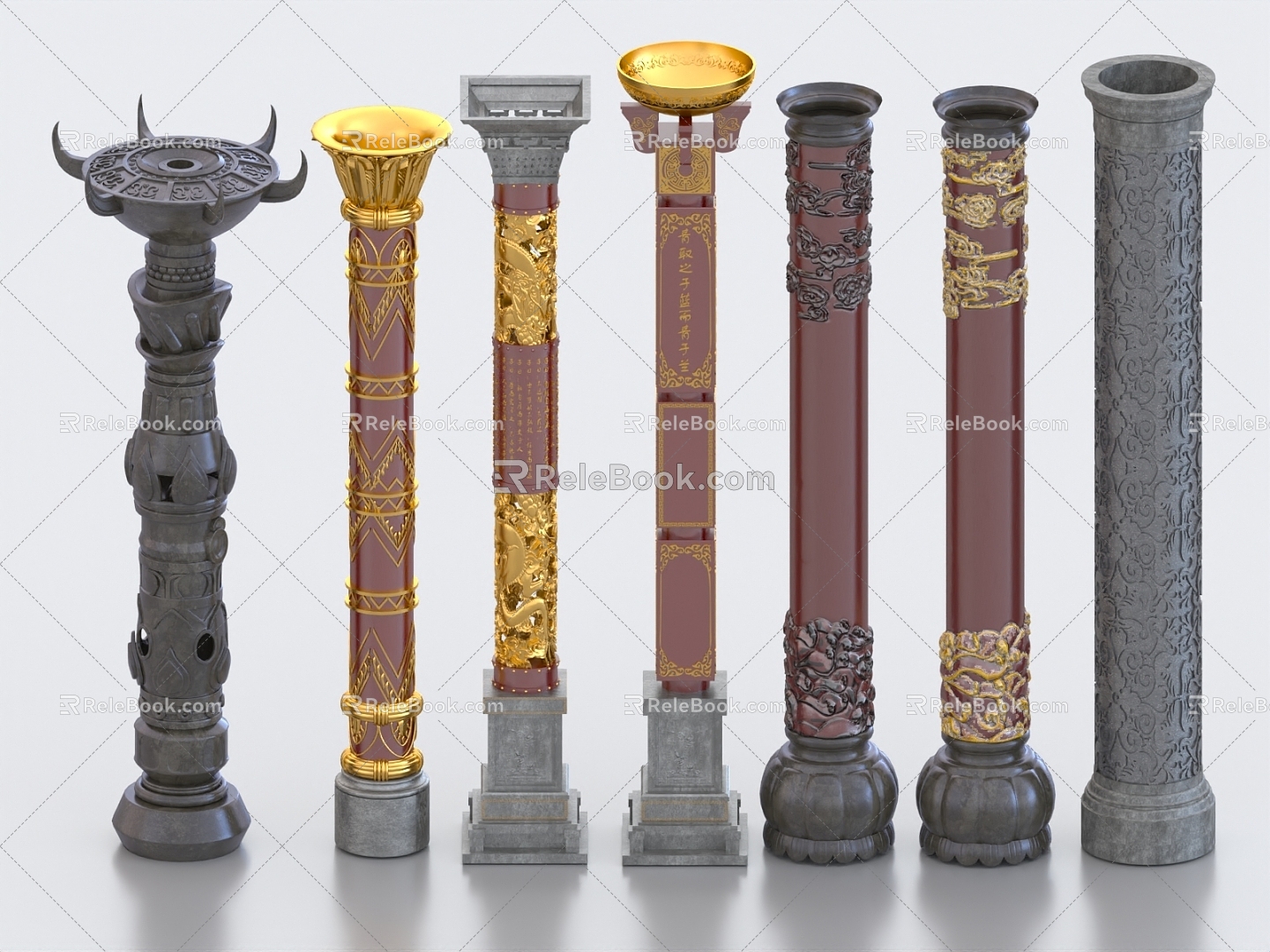 Panlong Pillar Carving Dragon Pillar Stone Pillar Chinese Style Pillar Copper Pillar Chinese Style Pillar Landscape Pillar Garden Pillar 3d model