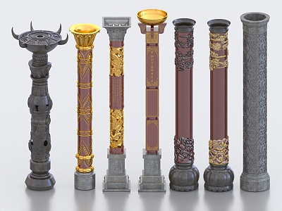 Panlong Pillar Carving Dragon Pillar Stone Pillar Chinese Style Pillar Copper Pillar Chinese Style Pillar Landscape Pillar Garden Pillar model