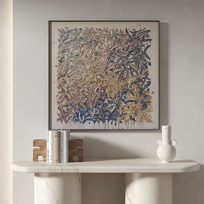 Abstract Painting In Minimalist Decor With Console Table Items 3d model