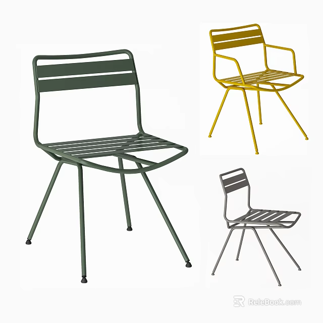 Modern Metal Frame Dining Chairs In Green Yellow Gray Colors For Modern Dining Room 3d model 