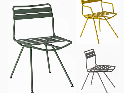 Modern Metal Frame Dining Chairs In Green Yellow Gray Colors For Modern Dining Room 3d model