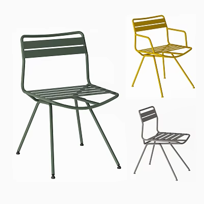 Modern Metal Frame Dining Chairs In Green Yellow Gray Colors For Modern Dining Room 3d model