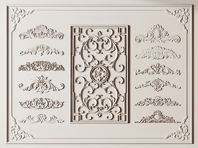 French carved plaster 3d model