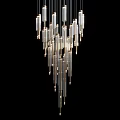 Modern Glass Chandelier With Long Transparent Tubes For Bright Contemporary Interior