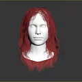 Realistic White Head Model Display With Long Red Curly Hair