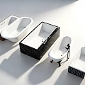 Modern Freestanding Bathtubs In Various Styles With White Black And Marble Designs