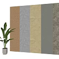 Decorative Background Wall With Diverse Color Texture Samples And Green Plant 3d model