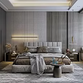 Modern Bedroom Interior Design With Gray Upholstered Headboard Pillows And Zebra Print Rug
