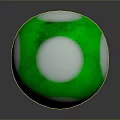 Cute Green Mushroom with White Spots on Cap Yellow Base and Adorable Eyes Design