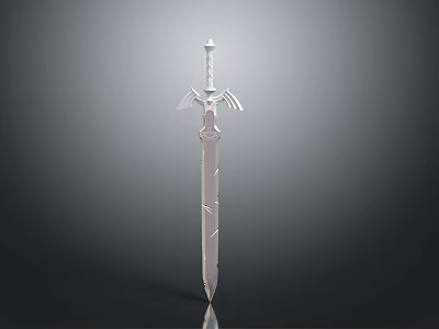 Silver Decorative Sword With Intricate Hilt Design And Metallic Finish For Fantasy Collectors Or 3d model