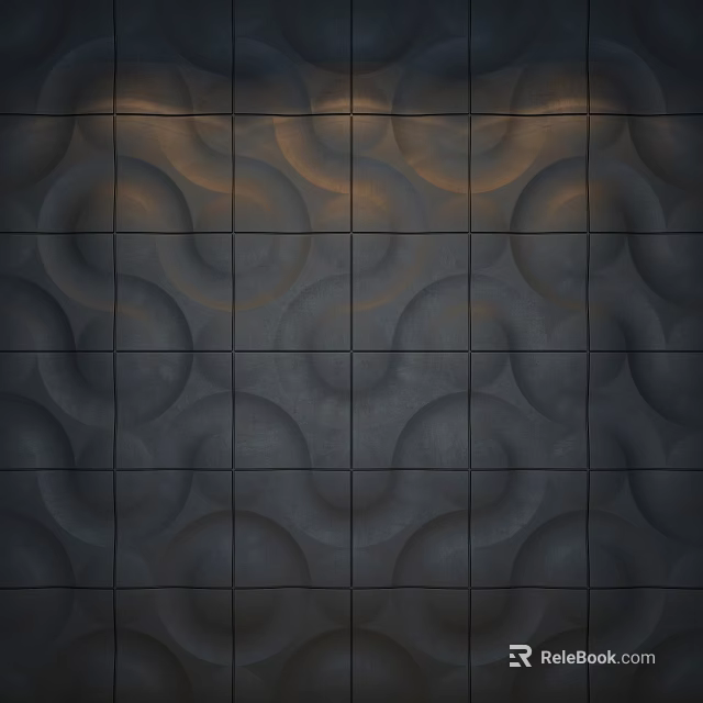 Dark Wall Featuring Circular Patterned Tiles Neatly Arranged Modern Style Glossy Finish 3d model