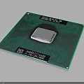 CPU Chip With Green Circuit Board And Silver Core Model Label Integrated Circuit Design 3d model